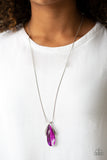 Stellar Sophistication - Purple - Pink Teardrop Gem Long Necklace