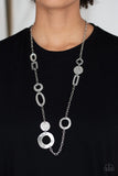 Metro Scene - Silver Mismatched Frames Long Necklace