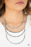 It Will Be Over Moon - Silver Crescent Frames Layer Short Necklace