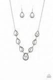 Socialite Social - White Teardrop Gems Short Necklace