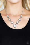 Socialite Social - White Teardrop Gems Short Necklace