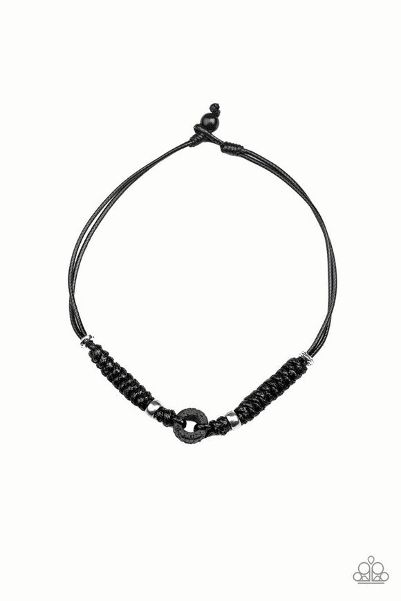 Beach Cruise - Black Cording Lava Rock Stone Urban Short Necklace