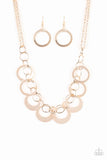 In Full Orbit - Copper - Rose Gold Hoops Link Short Necklace