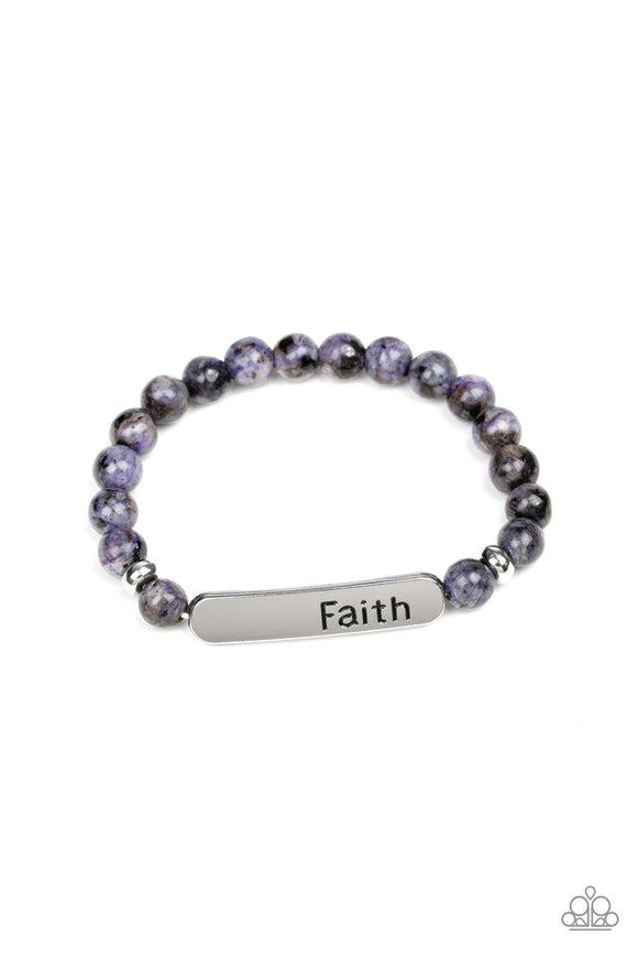 Faith In All Things - Purple Stones Silver Plate Stamped 