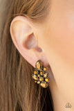 Galaxy Glimmer - Black - Brass Rhinestones Post Earrings