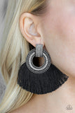 I Am Spartacus - Brass/White - Silver/Grey - Black Tassel Post Earrings