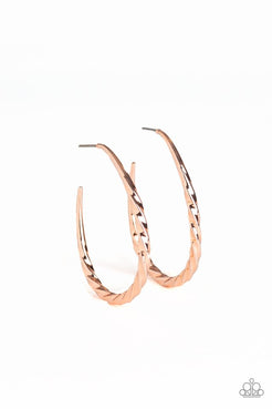 Twisted Edge - Rose Gold Hoop Twists into Oval Hoop Earrings