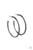 Totally Throwback - Black/Gunmetal Hammered Hoop Earrings