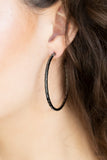 Totally Throwback - Black/Gunmetal Hammered Hoop Earrings