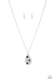 Sparkle All the Way - Green Rhinestones White Rhinestones Short Necklace