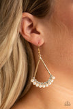 Top to Bottom -Gold Teardrop Frame White Pearly Beads Fishhook Earrings