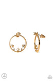 Top-Notch Twinkle - Silver - Gold hoop Smoky Cube and Round Rhinestones Double Sided Jacket Post Earrings