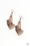 Once Upon a Heart - Multi - Copper Filigree-Filled Hearts Silver Chains Fishhook Earrings