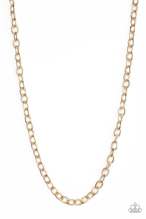 Courtside Seats - Gold - Black/Gunmetal Chain Urban Short Necklace