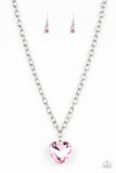 Flirtatiously Flashy - Blue - Purple - Pink Heart Short Necklace