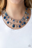 Rainbow Shine - Blue Beads Silver Beads Short Necklace