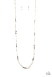 Girls Have More Funds - White Pearls Crystal-Like Beads Long Necklace