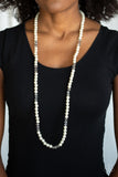 Girls Have More Funds - White Pearls Crystal-Like Beads Long Necklace