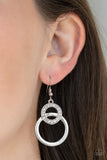 Regal Refinery - White Rhinestones Silver Rings Fishhook Earrings