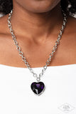 Flirtatiously Flashy - Blue - Purple - Pink Heart Short Necklace