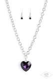 Flirtatiously Flashy - Blue - Purple - Pink Heart Short Necklace