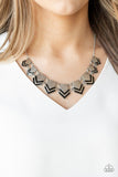 Pack Princess - Black Painted Accents Silver Hammered Geometric Plates Short Necklace