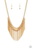 Divinely Diva - Gold Beads and Fringe Short Necklace