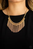 Divinely Diva - Gold Beads and Fringe Short Necklace