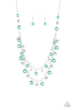 Fantastic Flair - Green and Silver Pearly Beads Short Necklace