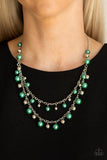 Fantastic Flair - Green and Silver Pearly Beads Short Necklace