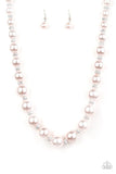 Uptown Heiress - Pink Oversized Pearls Dainty Rhinestones Short Necklace