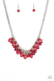 5th Avenue Flirtation - Orange - Red Glassy and Pearly Beads Short Necklace