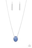 Intensely Illuminated - Copper - Blue Glassy Oversized Bead Long Necklace