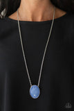 Intensely Illuminated - Copper - Blue Glassy Oversized Bead Long Necklace