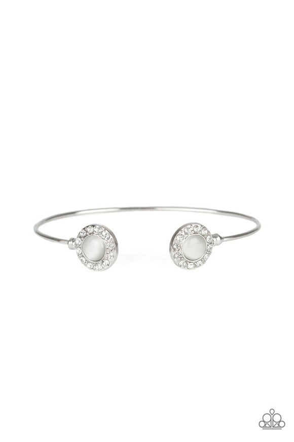 Instant illumination - White Cat's Eye Stones Cuff Bracelet