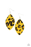 GRR-irl Power - Red - Yellow leather Cheetah Print Fishhook Earrings