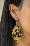 GRR-irl Power - Red - Yellow leather Cheetah Print Fishhook Earrings