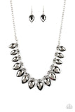 Fearless is More - Brass - Silver Teardrop Rhinestones Short Necklace