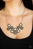 What's Your Star Sign - Yellow - White Iridescent Gems Centered in a Silver Starry Centerpiece Short Necklace