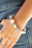 Majestic Masonry - Purple - Brown and Silver Beads Stretchy Bracelet