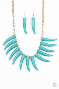 Tusk Tundra - Blue/Turquoise Tusk-Shaped Stones Short Necklace