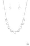 Iridescent Icing - White Oversized Rhinestones Short Necklace