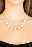 Iridescent Icing - White Oversized Rhinestones Short Necklace