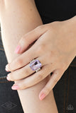 You Can Countess on Me - Purple Oversized Rhinestone Thin Band Ring