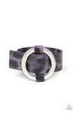 Jungle Cat Couture - Red - Pink - Purple Cheetah Pattern Leather Silver Hoop Urban Loop Bracelet