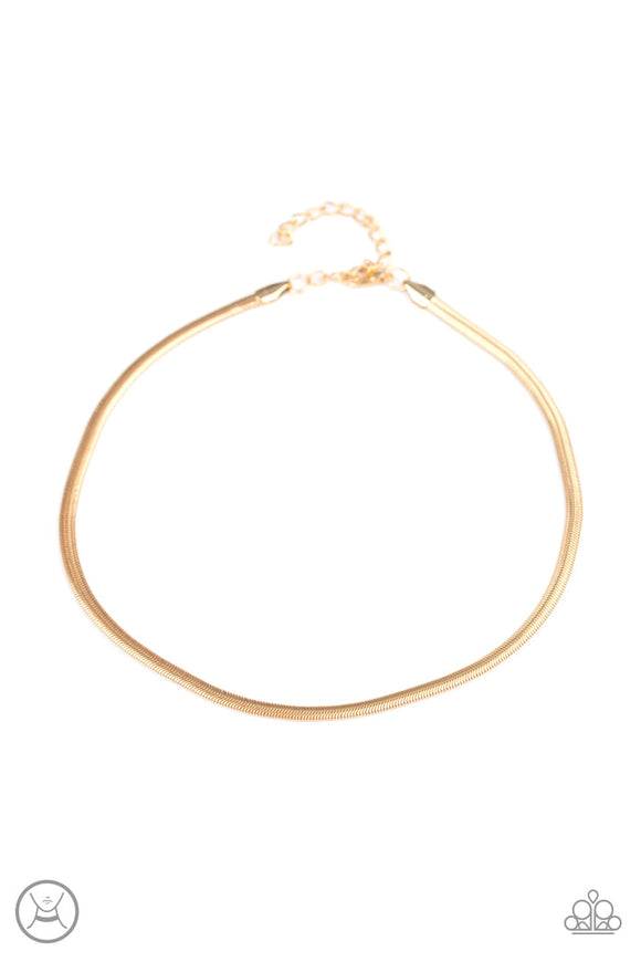 Flat Out Fierce - Gold Snake Chain Choker Necklace