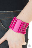 Don't Stop BELIZE-ing - Blue - Pink Wooden Stretchy Bracelet