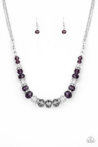 Distracted By Dazzle - Purple Gems Short Necklace