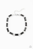 Irresistibly Ice - Silver Rectangular Frames Black Stones Clasp Bracelet