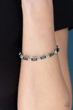 Irresistibly Ice - Silver Rectangular Frames Black Stones Clasp Bracelet